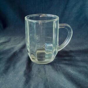 Clear Ribbed Glass Coffee Mug